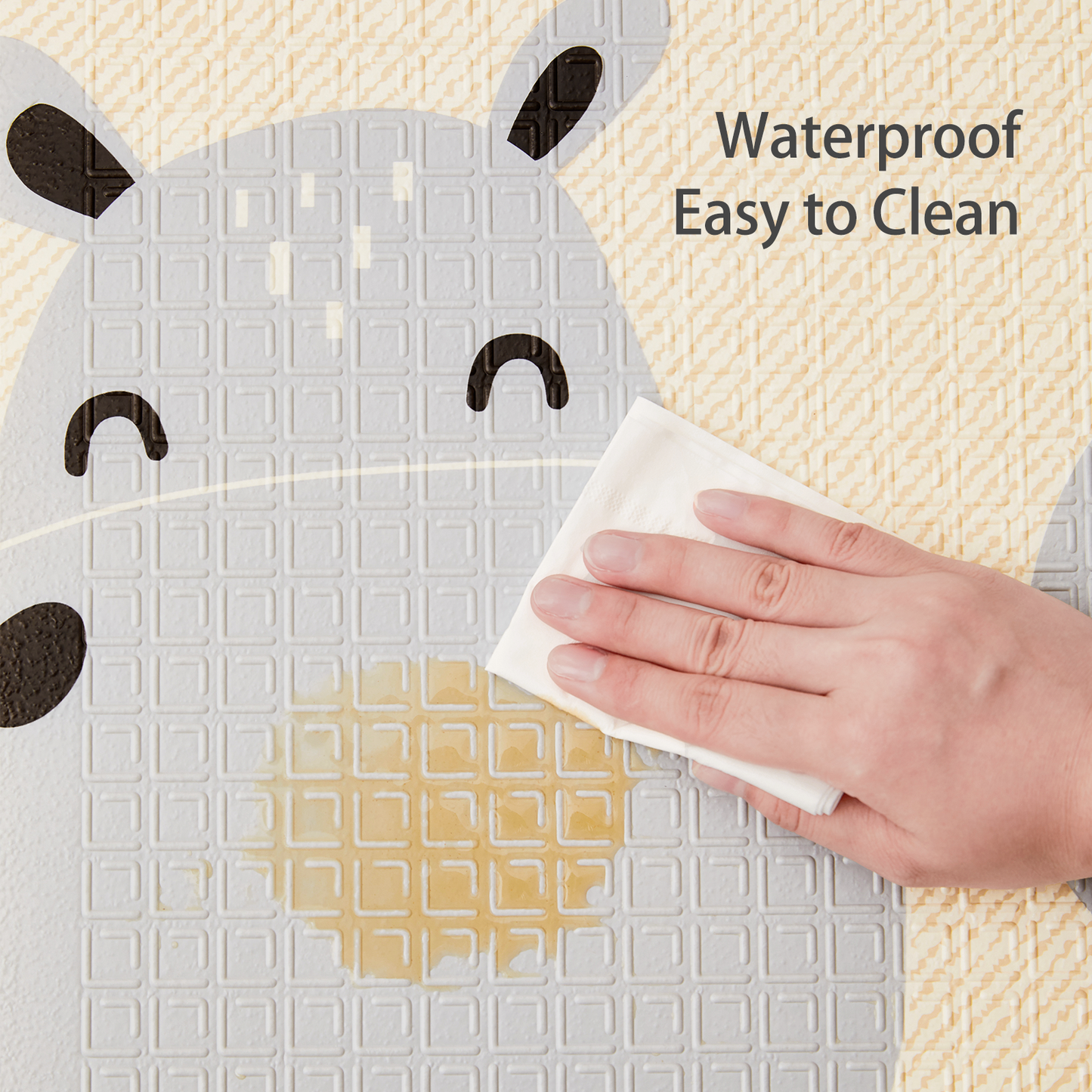 59"x59" x0.4"Thick Waterproof Play Mat, Foldable & Reversable Large Play Mat, Baby Activity Tummy Time Mat