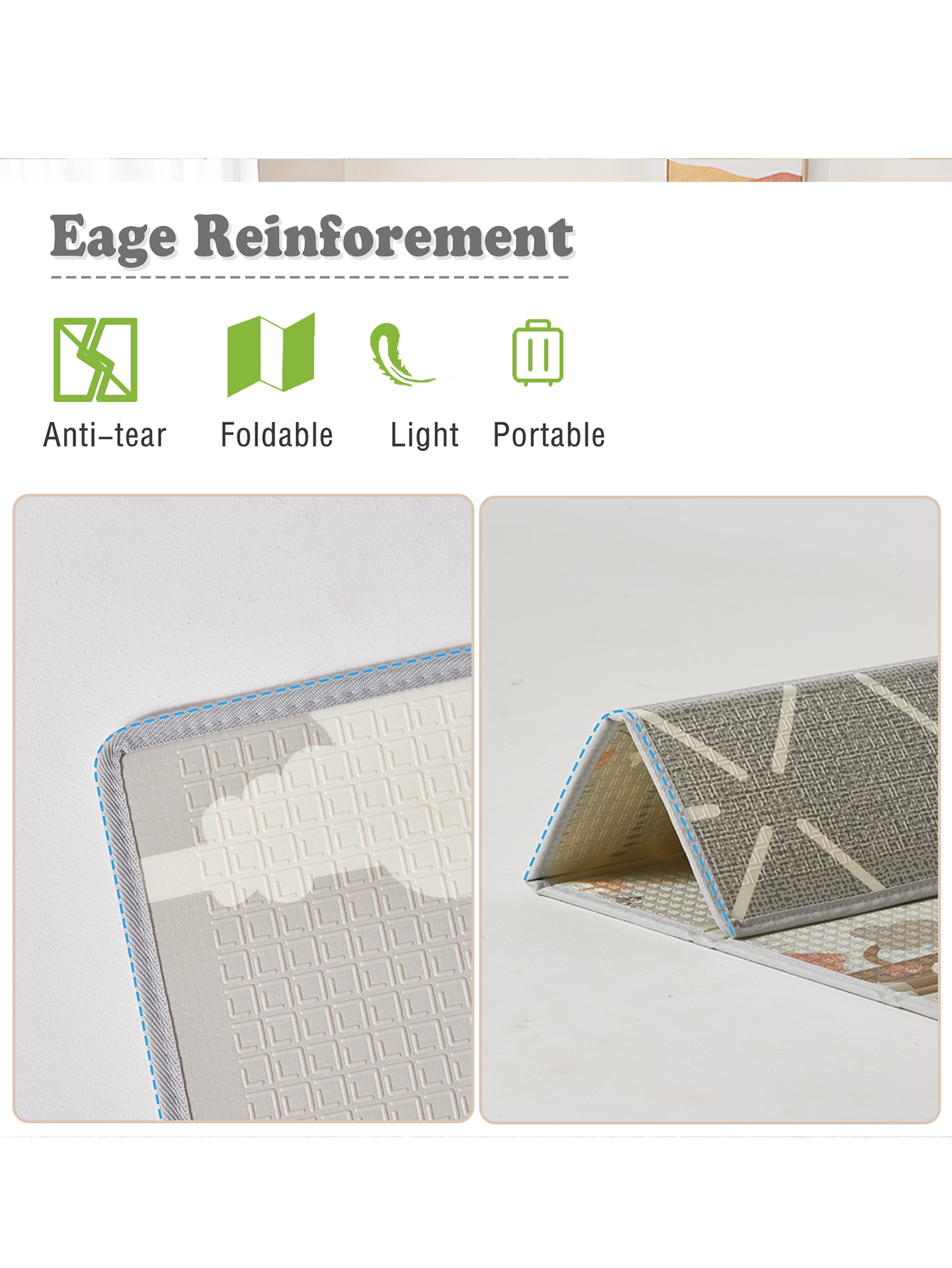 Baby Play Mat, 47x47inch Play Mat, 0.4 in Thick Waterproof Playmat for Babies, Foldable Play Mat for Small Baby Playpen, Small Spaces