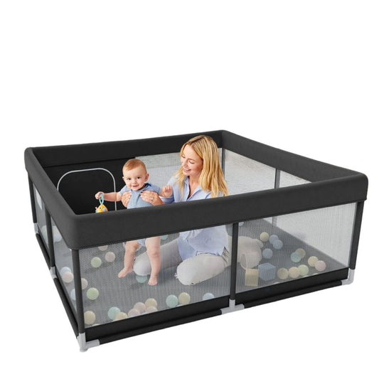 Baby Playpen,47"x47"Black Playpen, Small playpen for Babies, Small Play Pen for Apartment