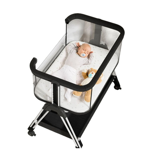 Black Baby Bassinet Bedside Sleeper Bedside Crib with Wheels