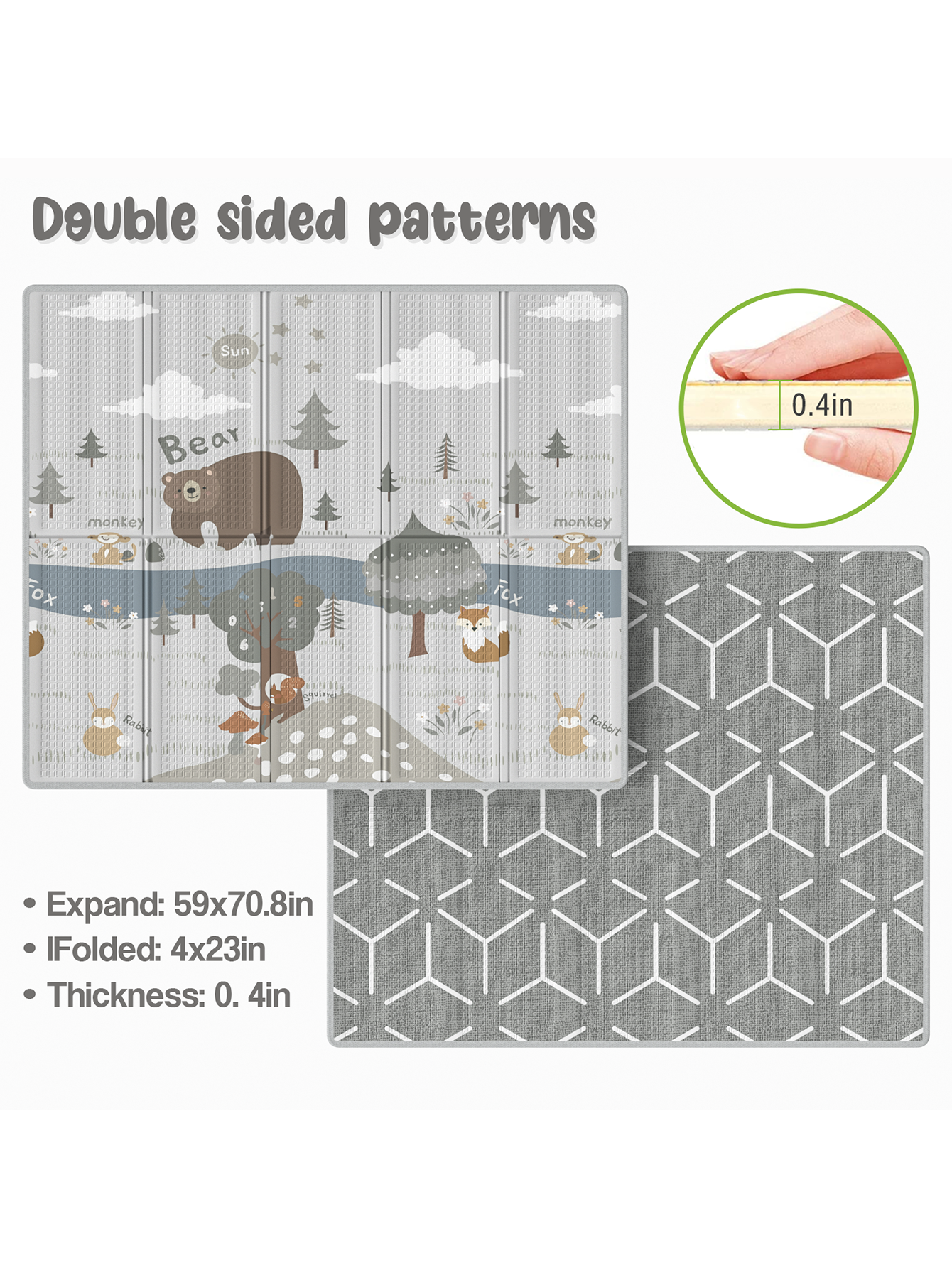 Foldable Baby Play Mat, Extra Large Waterproof Activity Playmats for Babies,Toddlers, Infants