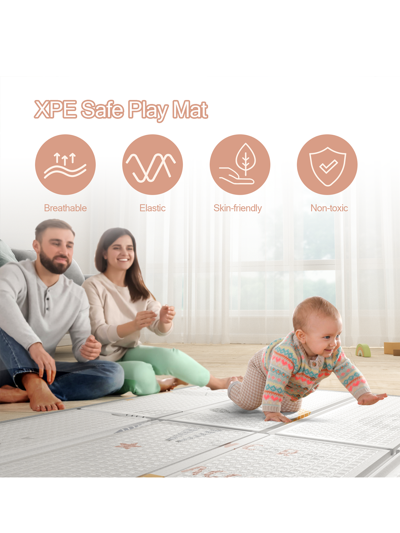 47"x47" Unicorns Play Mat, Foldable & Reversable Large Play Mat, 0.4" Thick Baby Activity