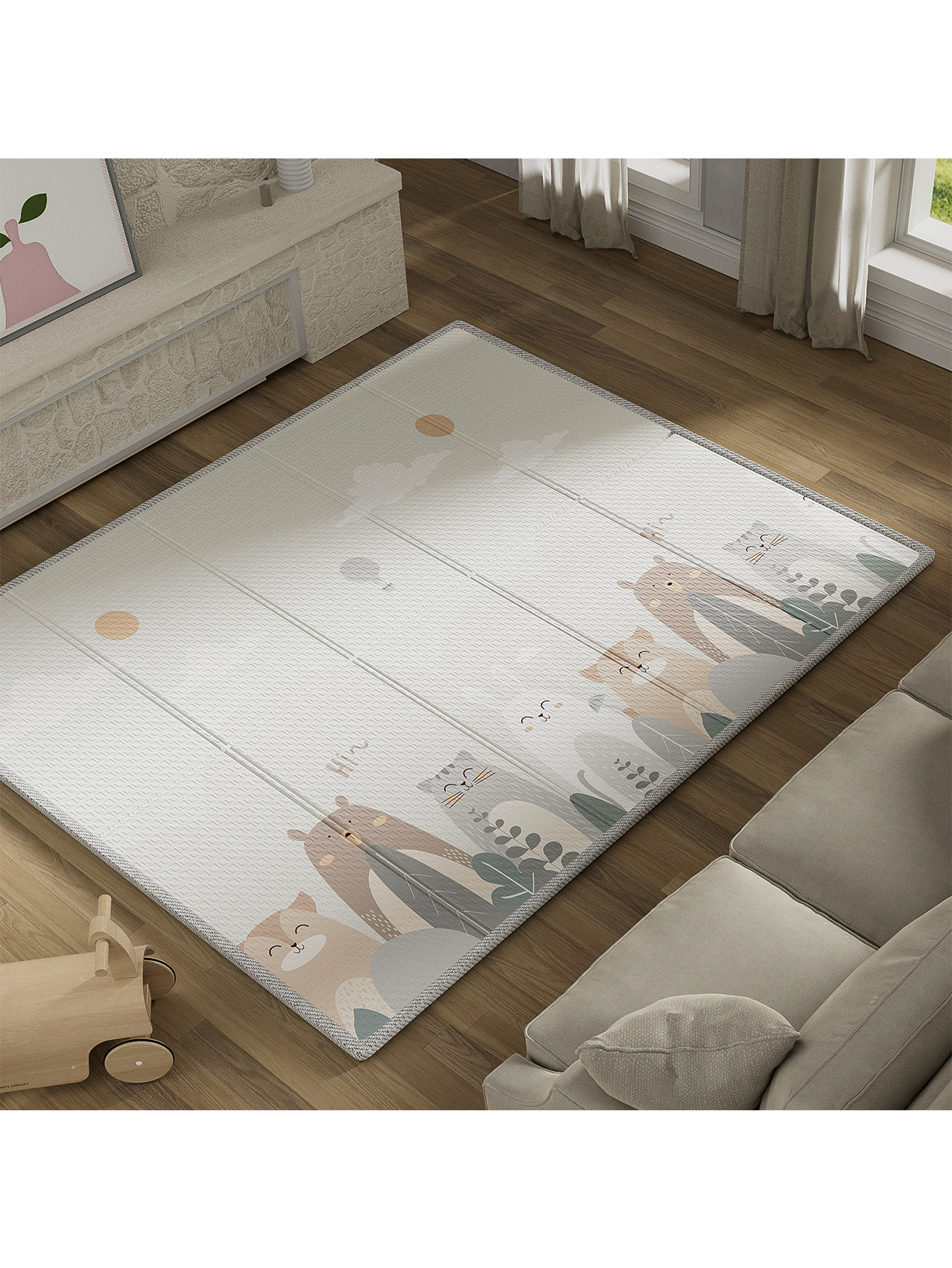 Baby Play Mat,Play Mat for Baby,59x71inch Baby Playmat for Floor,Foldable&Waterproof Foam Play Mat