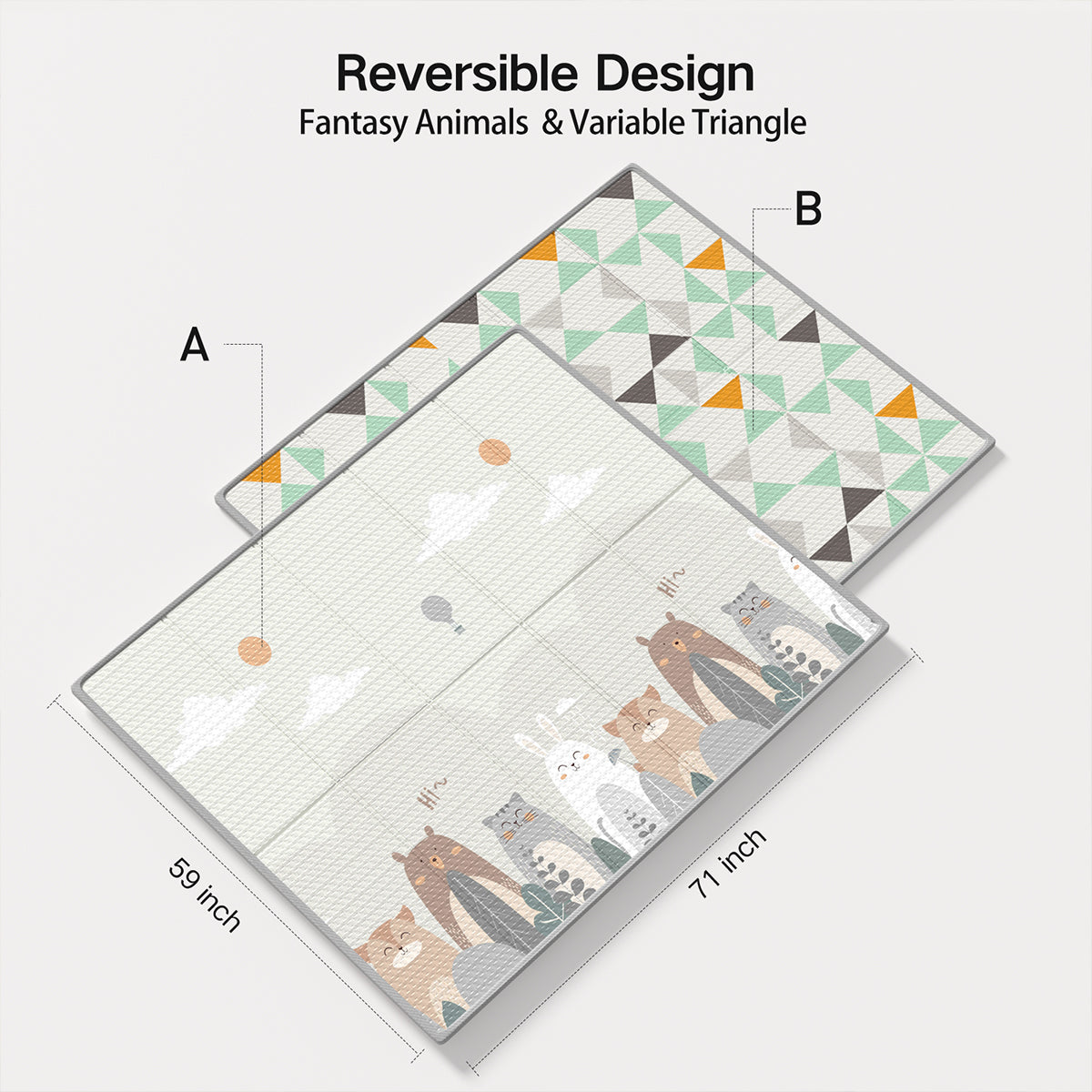 Baby Play Mat,Play Mat for Baby,59x71inch Baby Playmat for Floor,Foldable&Waterproof Foam Play Mat