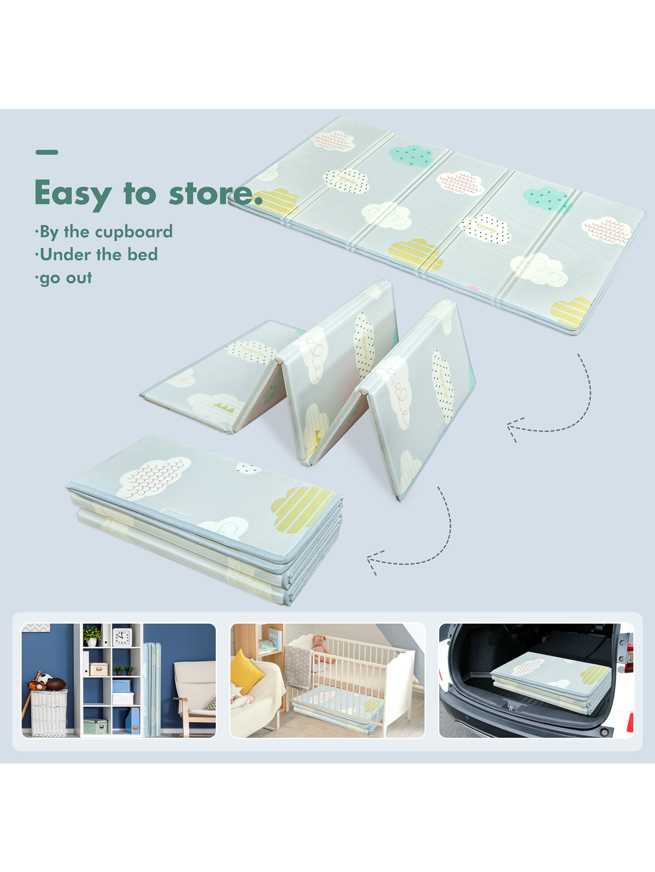 71x59inch Play Mat for Baby, Crawling Mat for Infants Toddlers Kids,Foldable Kids Play Mat,Waterproof Crawling Mat