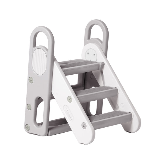 Foldable Toddler Step Stool for Bathroom Sink, Adjustable 3 Step Stool for Kids Toilet Potty Training Stool, Child Kitchen Counter Stool Helper, Plastic Ladder for Toddlers