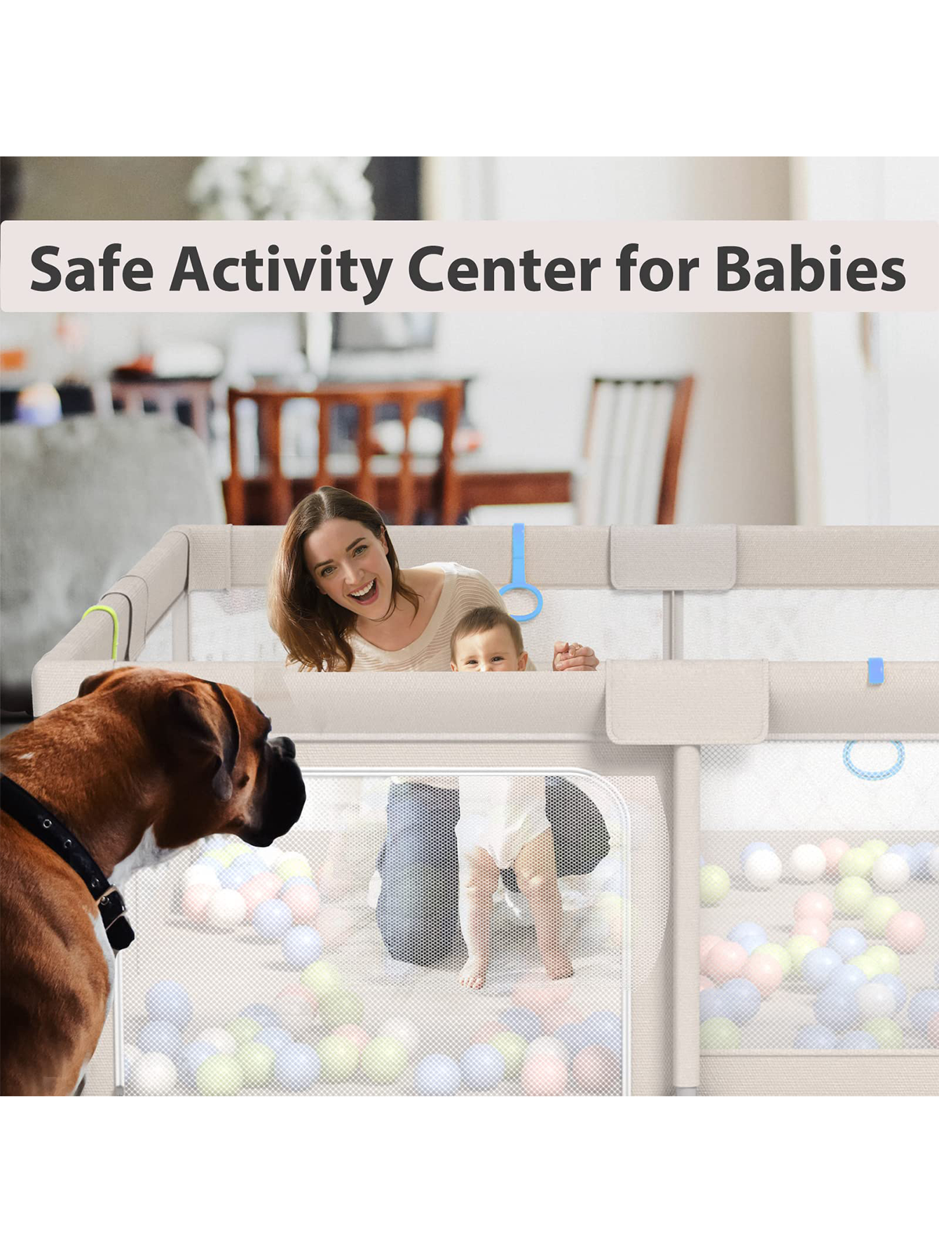PKINOICY 59*59*27inch Extra Large Baby Playpen, Playpen for Babies, Kids Safe Play Center for Babies and Toddlers