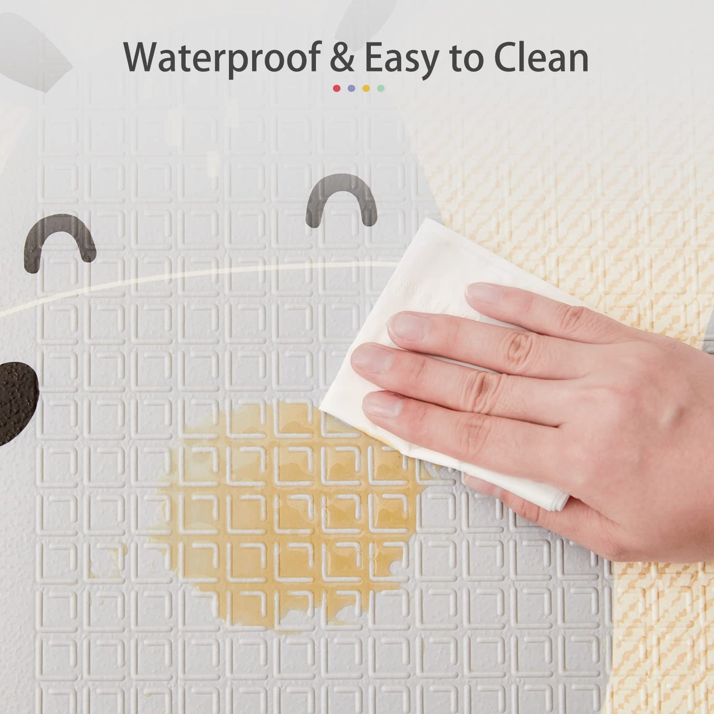 59"x59" x0.4"Thick Waterproof Play Mat, Foldable & Reversable Large Play Mat, Baby Activity Tummy Time Mat