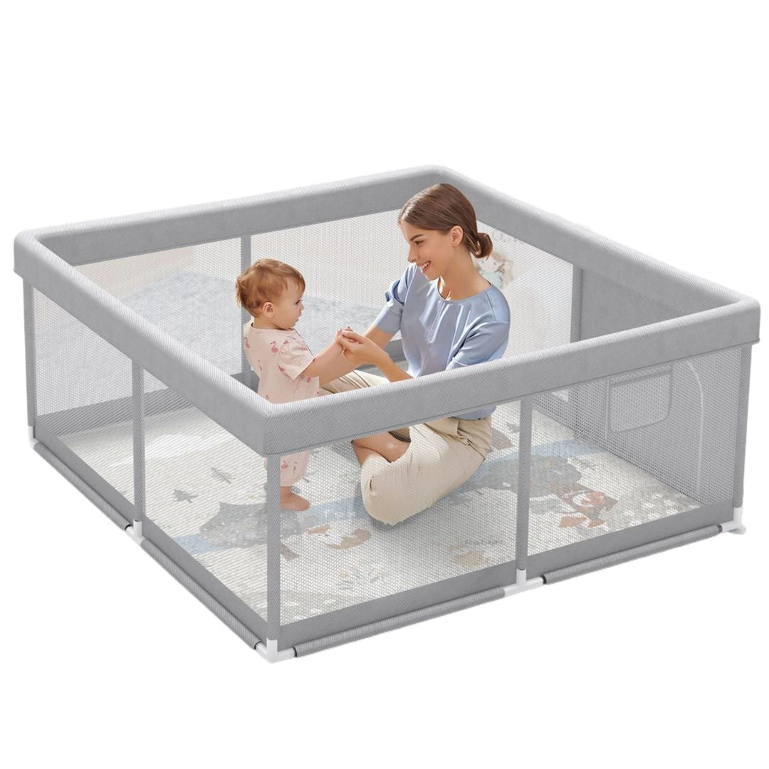 47x47inch Play Pen with Mat for Babies and Toddlers, Playpen with Mat, Baby Playpen with Mat, mall Baby Playpen with Mat
