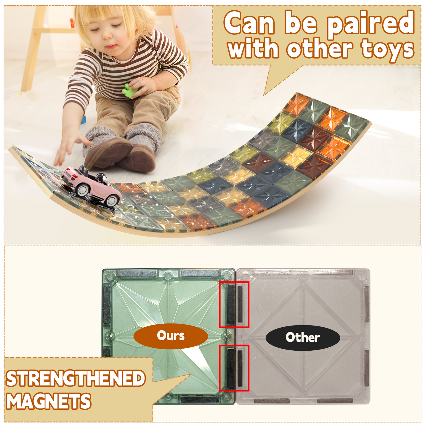 Magnetic Tiles,102pcs Innovative 3D Magnetic Tiles Set,Magnet Building Toys for Kids,STEM Learning and Encouraging Imaginative Play (102pcs 3D Magnetic)