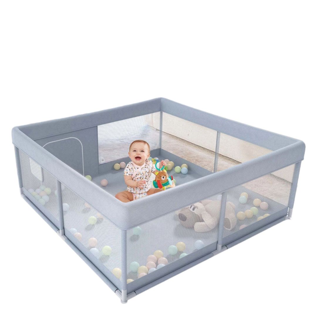 47x47inch Small Baby Play Pen, Grey Baby Playpen, Playpen for Babies and Toddlers