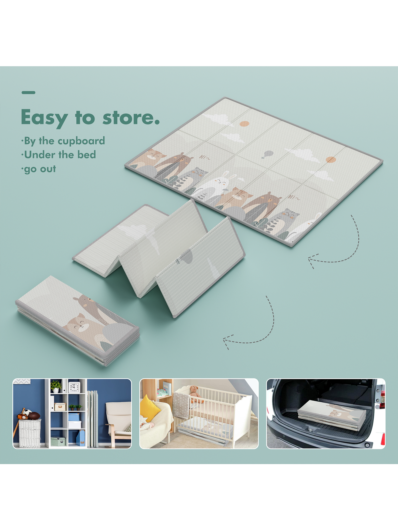 Baby Play Mat,Play Mat for Baby,59x71inch Baby Playmat for Floor,Foldable&Waterproof Foam Play Mat