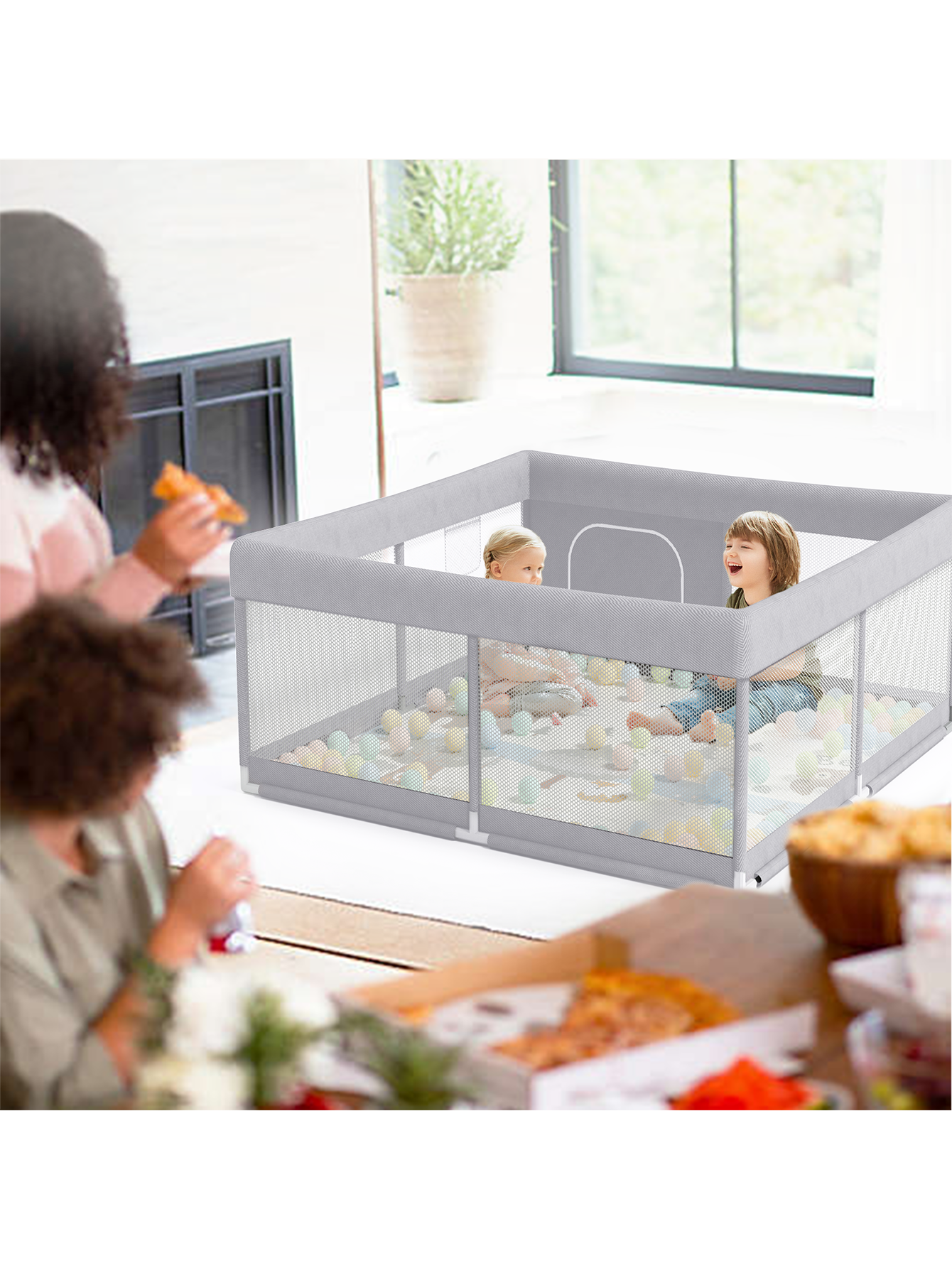 47x47inch Play Pen with Mat for Babies and Toddlers, Playpen with Mat, Baby Playpen with Mat, mall Baby Playpen with Mat