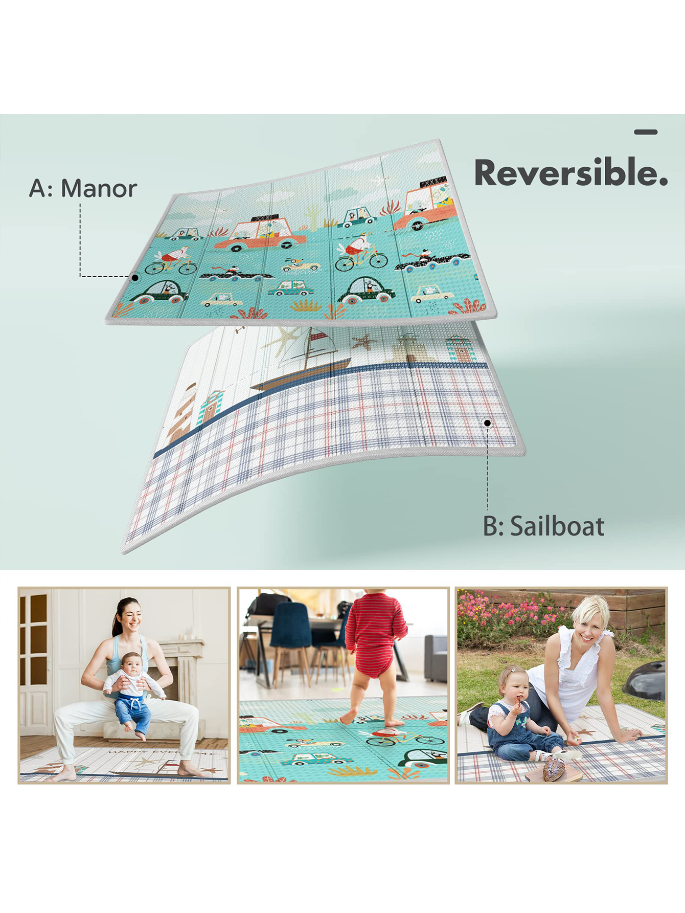 Playpen with Mat, 59x59x27inch Grey Baby Playpen for Babies and Toddlers, Extra Large Baby Playpen with Mat