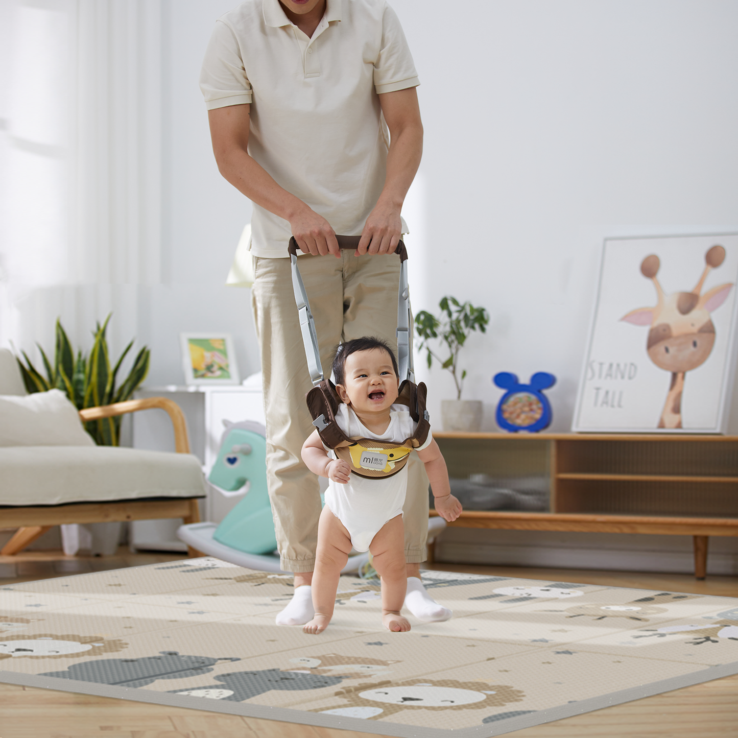 59"x59" x0.4"Thick Waterproof Play Mat, Foldable & Reversable Large Play Mat, Baby Activity Tummy Time Mat