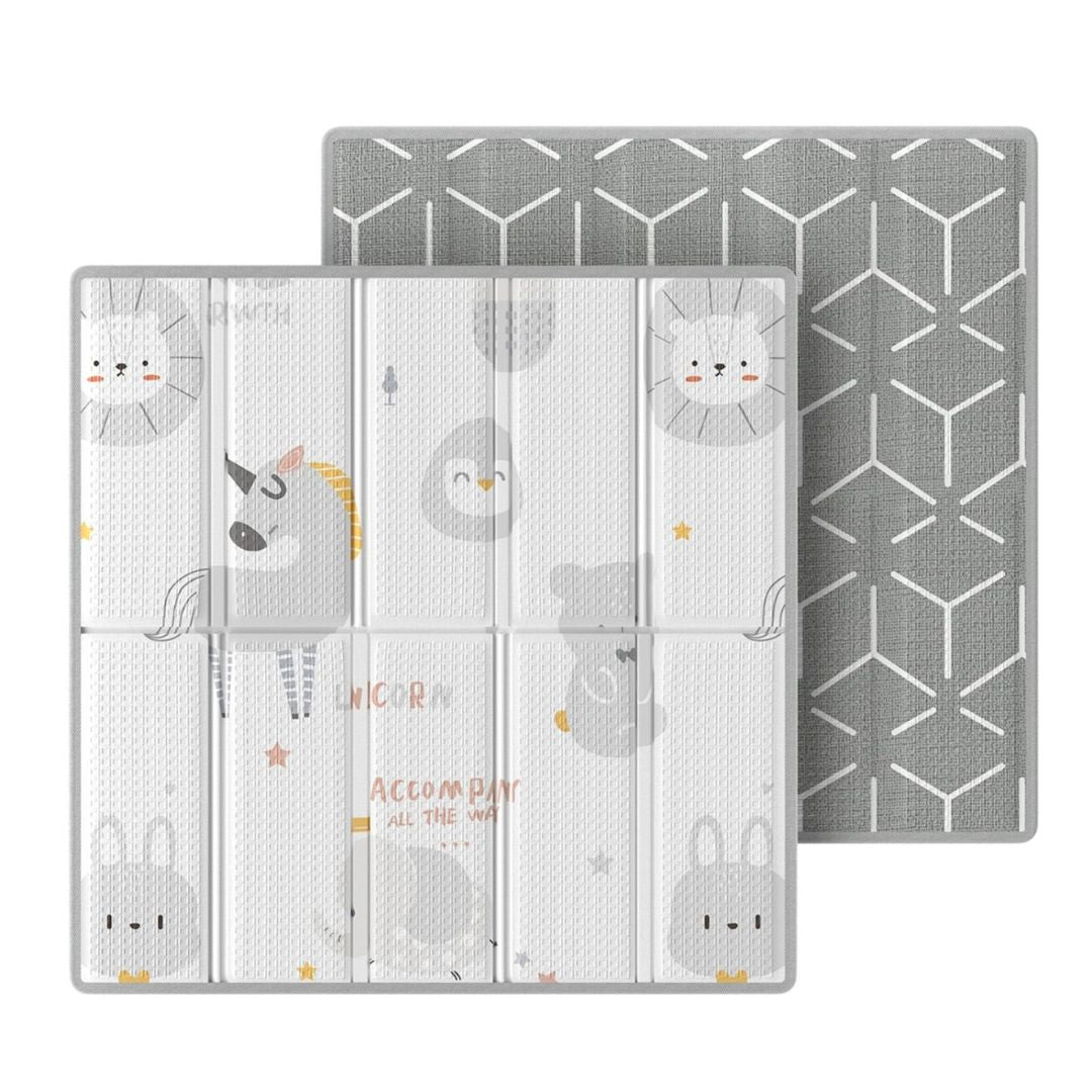 47"x47" Unicorns Play Mat, Foldable & Reversable Large Play Mat, 0.4" Thick Baby Activity