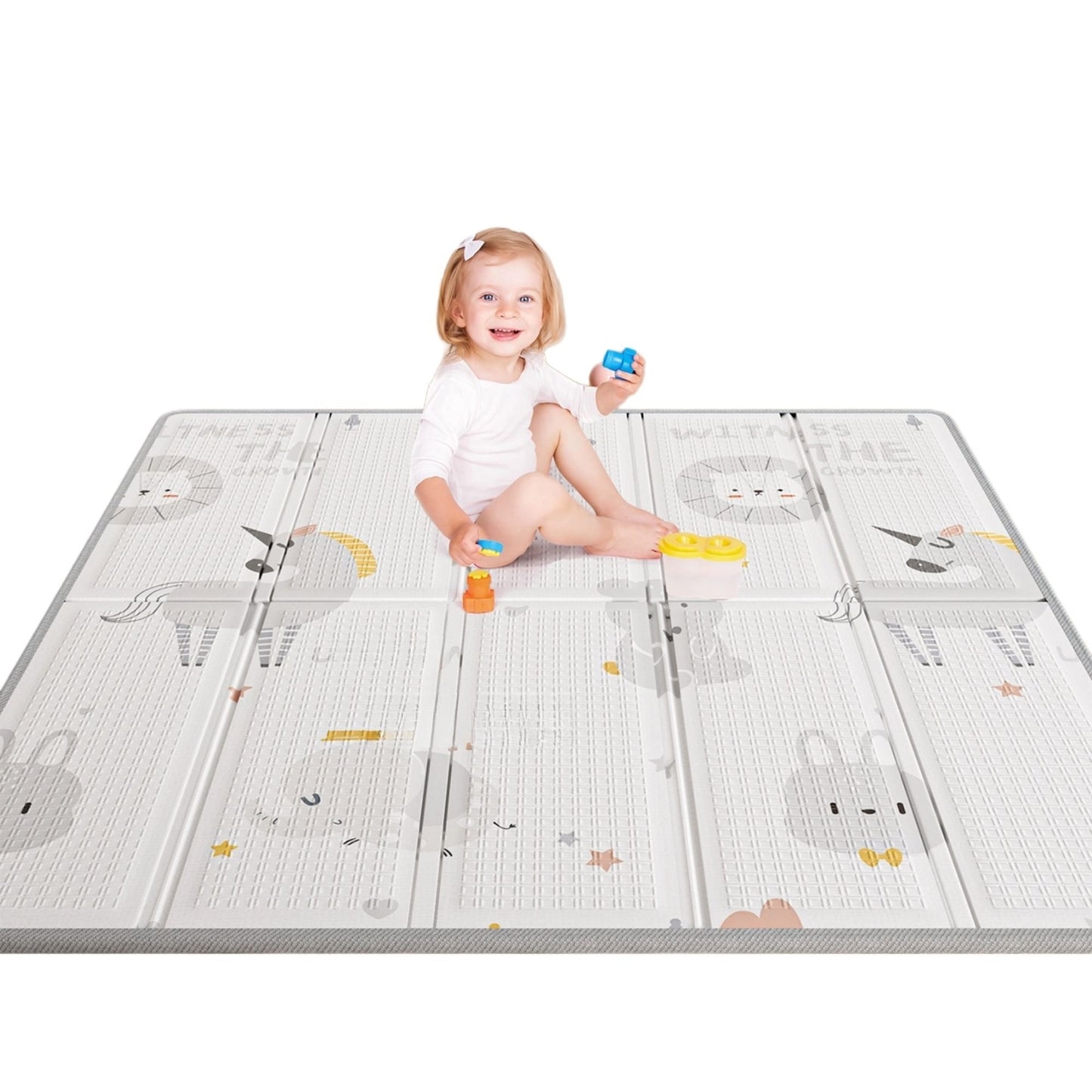 Baby Play Mat, 59"x59" Foldable & Reversable Large Baby Mat, 0.4" Thick Waterproof Foam Play Mat