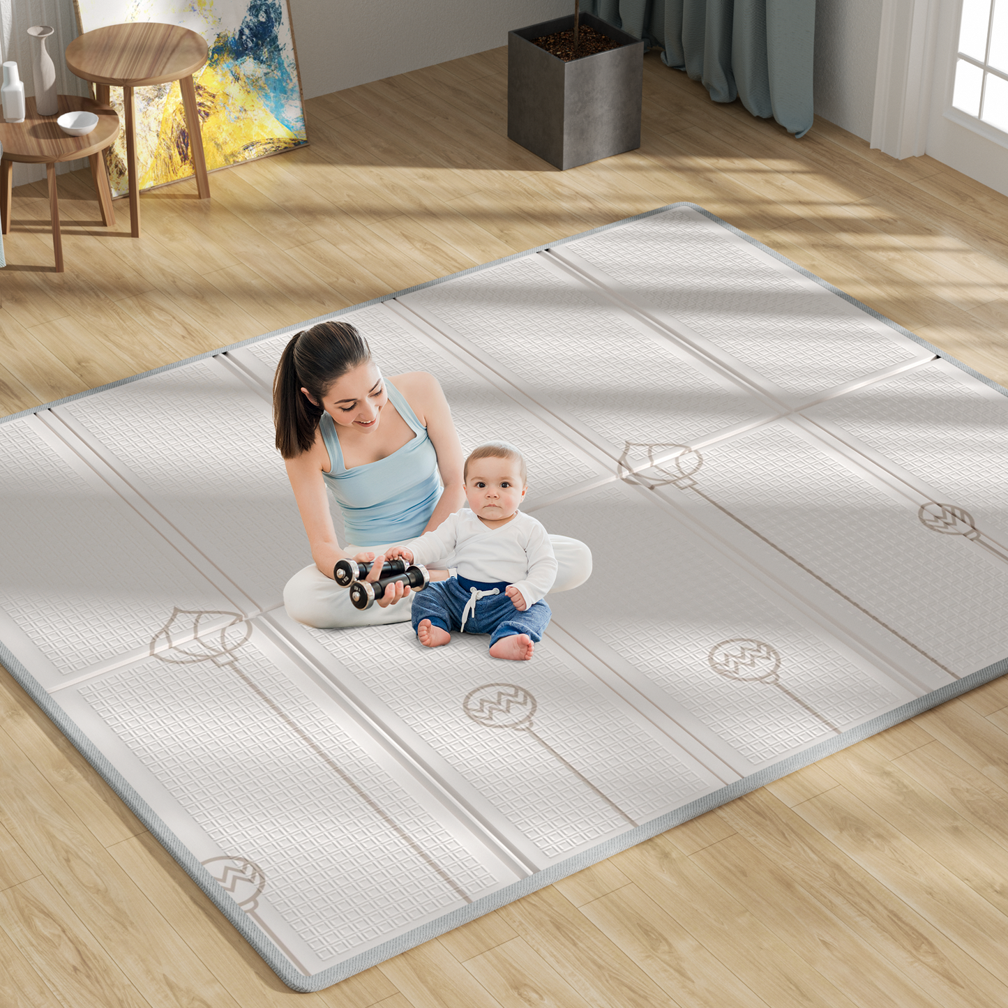 71x59x0.4inch Foldable Baby Play Mat, Extra Large Waterproof Activity Playmats for Babies,Toddlers, Infants