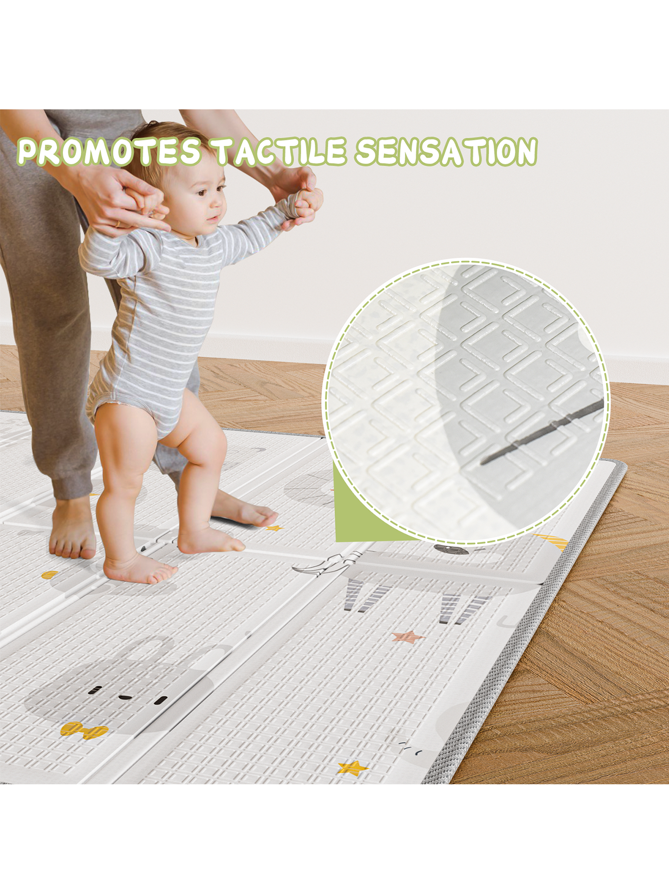 Baby Play Mat, 59"x59" Foldable & Reversable Large Baby Mat, 0.4" Thick Waterproof Foam Play Mat