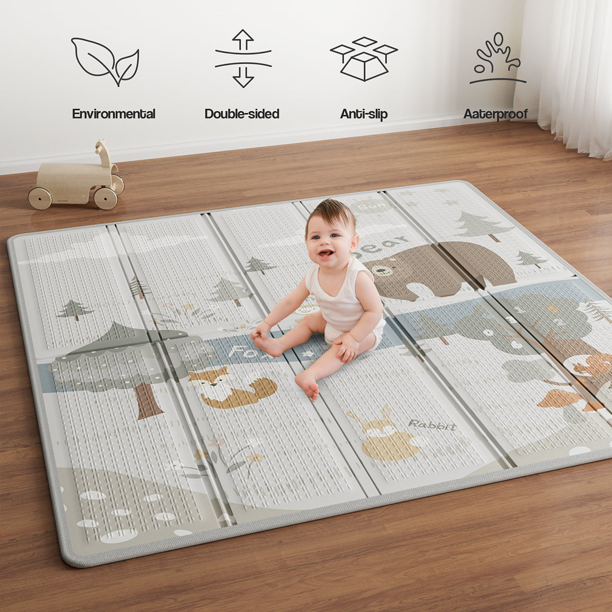 Baby Play Mat, 59x59inch Play Mat, 0.4 in Thick Waterproof Playmat for Babies,Kids Foam Play Mat