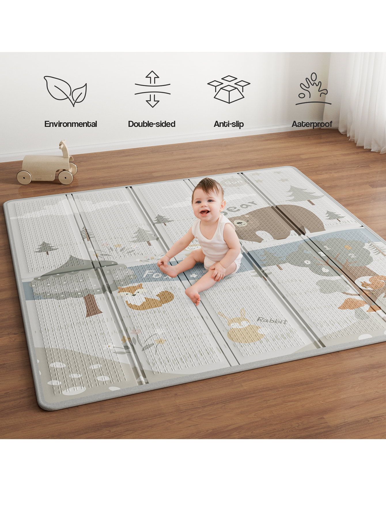 Baby Play Mat, 59x59inch Play Mat, 0.4 in Thick Waterproof Playmat for Babies,Kids Foam Play Mat