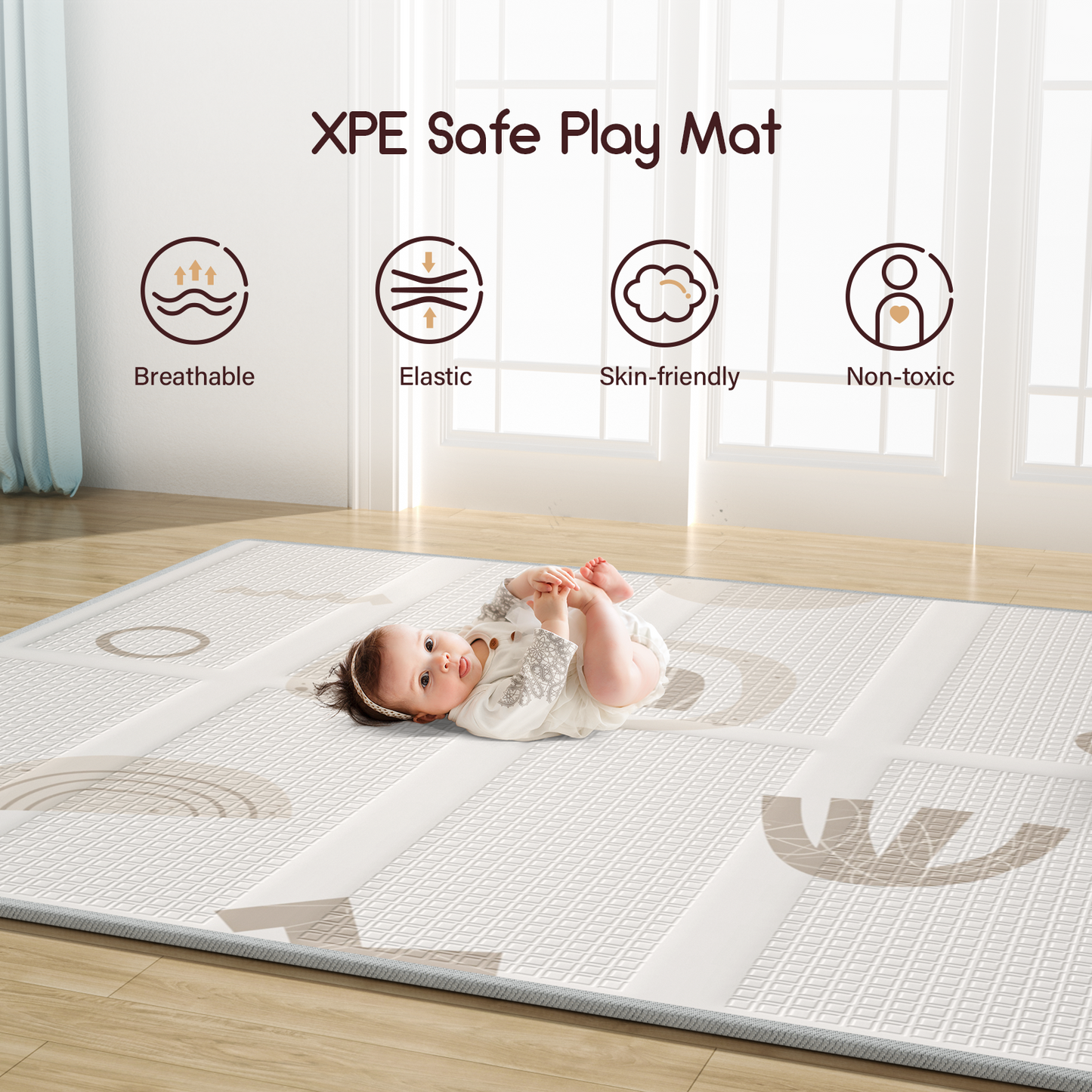 71x59x0.4inch Foldable Baby Play Mat, Extra Large Waterproof Activity Playmats for Babies,Toddlers, Infants