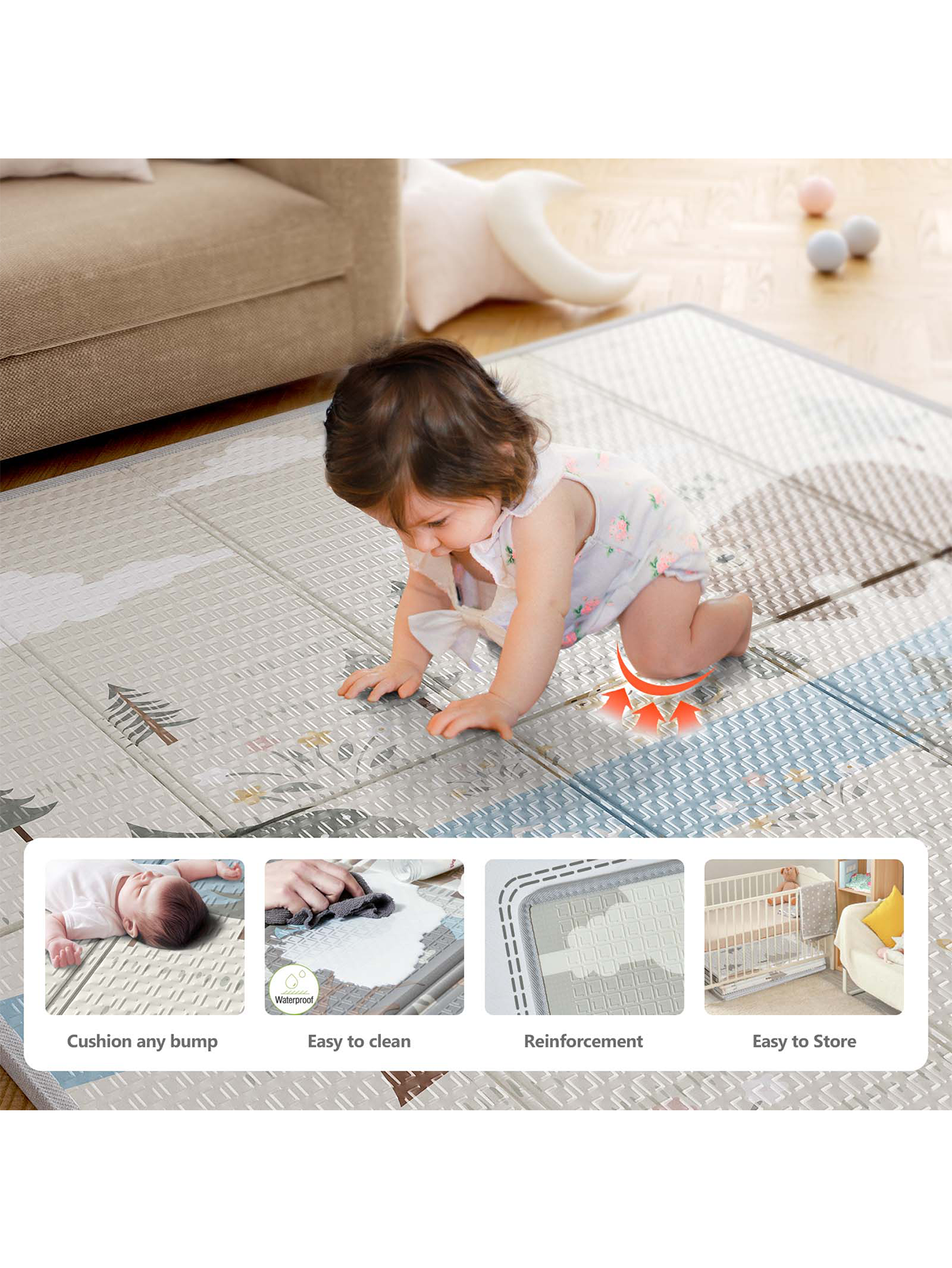 Pkinoicy 47x47inch Play Pen with Mat for Babies and Toddlers, Playpen with Mat, Baby Playpen with Mat, mall Baby Playpen with Mat