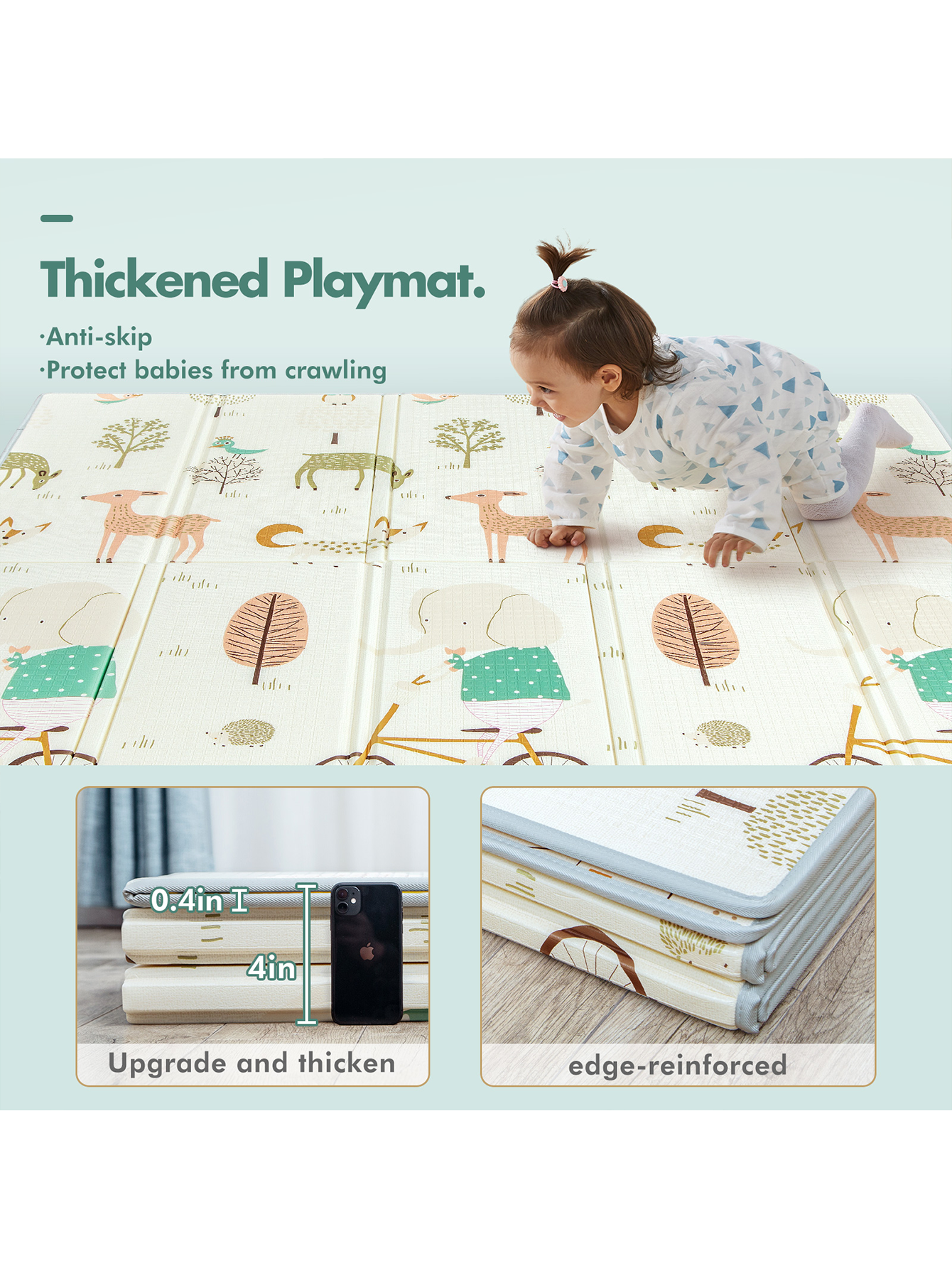 Playmat for Babies,79x71inch Extra Large Play Mat,Foldable Kids Play Mat, Foam Play Mat,Infant Play Mat,Waterproof Crawling Mat,Edge Reinforcement Play Mat for Playpen