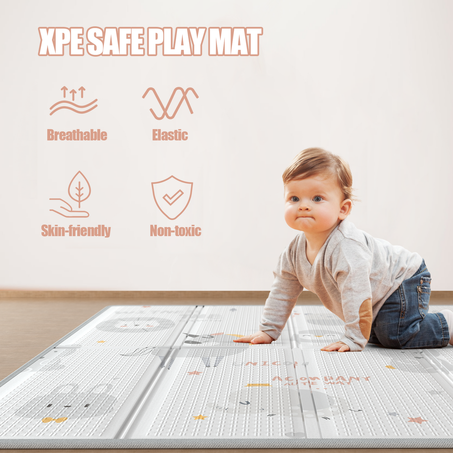 Foldable Baby Play Mat, Extra Large Waterproof Activity Playmats for Babies,Toddlers, Infants, Play & Tummy Time, Foam Baby Mat for Floor with Travel Bag (Triangle(71x59x0.4inch))