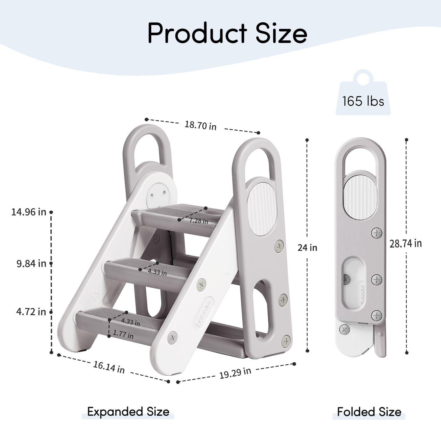 Pkinoicy Foldable Toddler Step Stool for Bathroom Sink, Adjustable 3 Step Stool for Kids Toilet Potty Training Stool, Child Kitchen Counter Stool Helper, Plastic Ladder for Toddlers