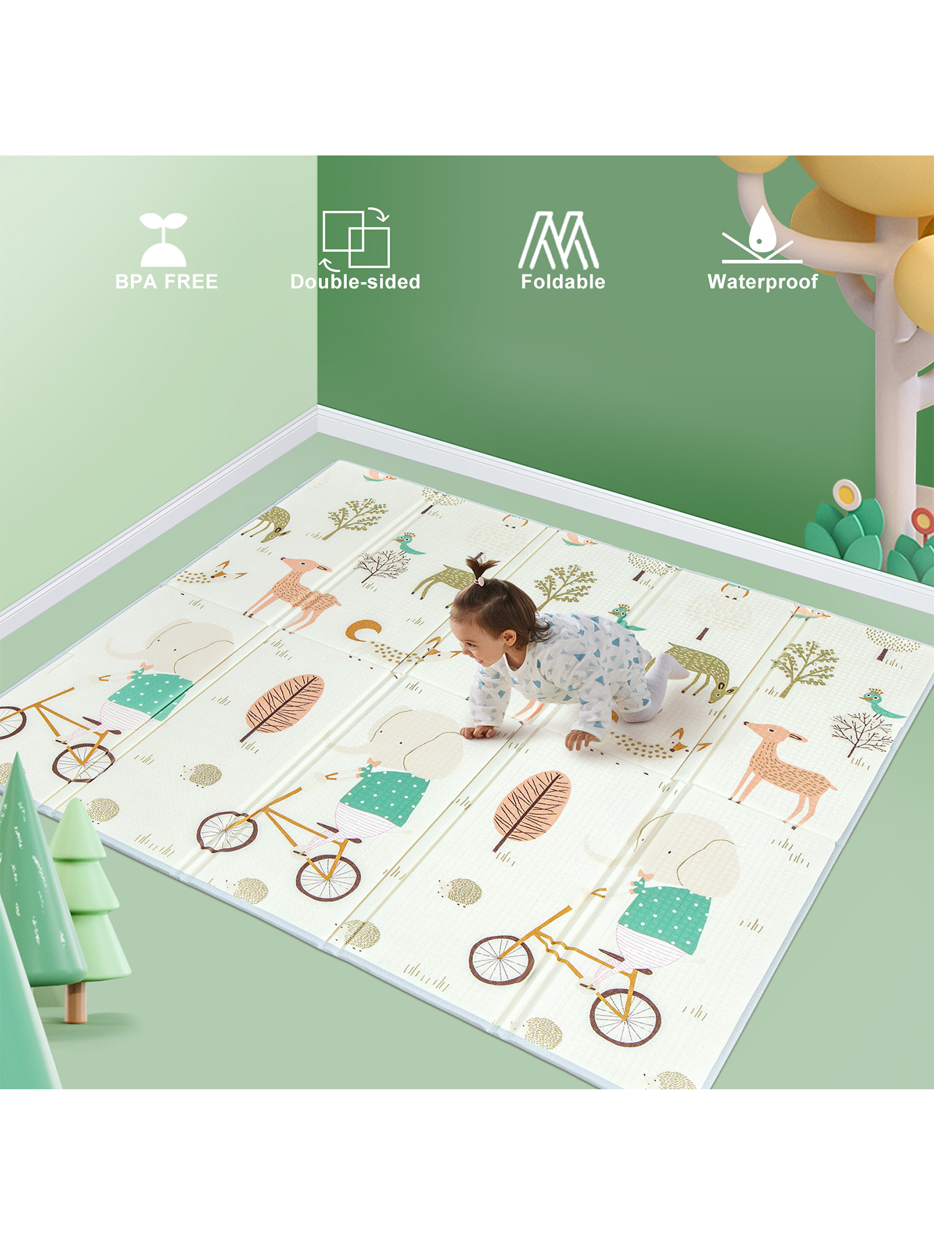 Playmat for Babies,79x71inch Extra Large Play Mat,Foldable Kids Play Mat, Foam Play Mat,Infant Play Mat,Waterproof Crawling Mat,Edge Reinforcement Play Mat for Playpen