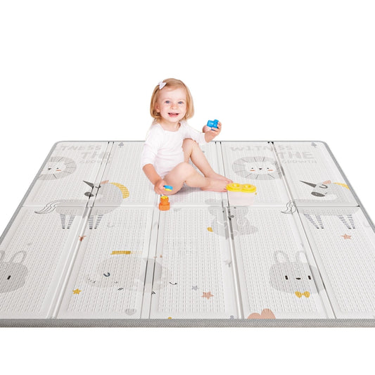 Baby Play Mat, 59"x59" Foldable & Reversable Large Baby Mat, 0.4" Thick Waterproof Foam Play Mat